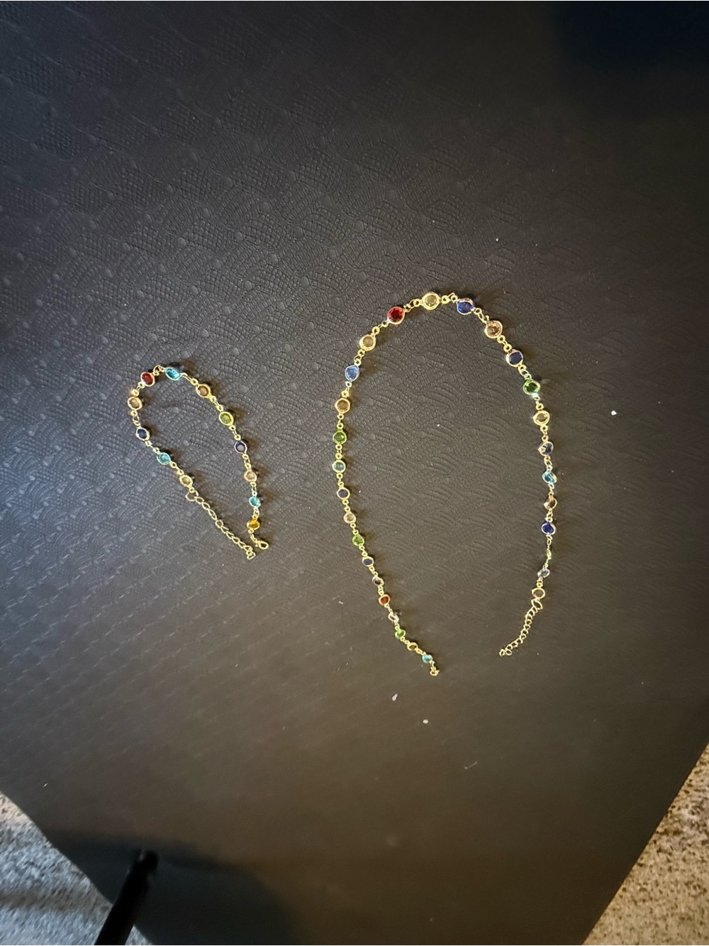 Gold Multicolor Beaded Necklace and Bracelet Set 2